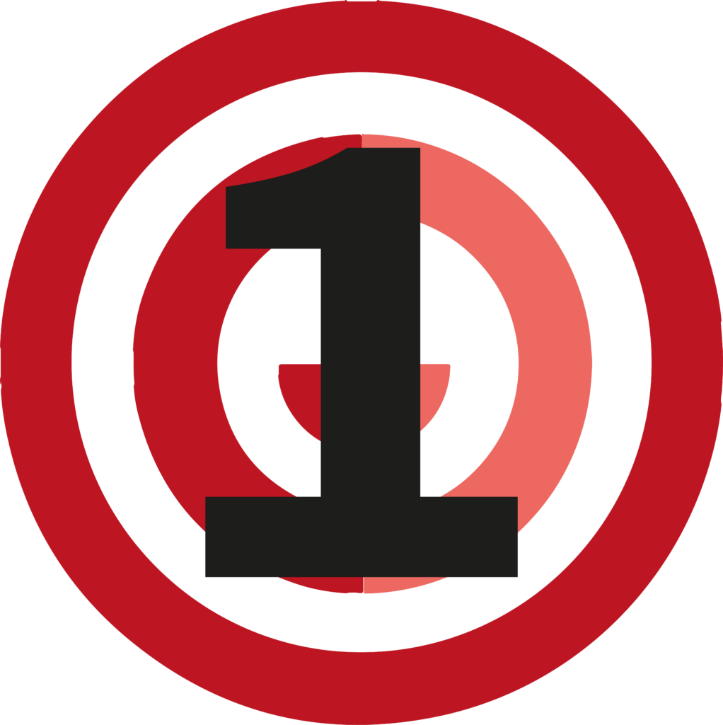 rotes Logo der Schule mit der Zahl 1